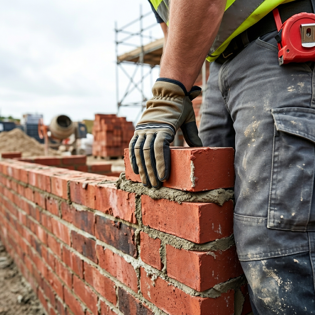GTA Masonry mason on a multi-unit residential job site