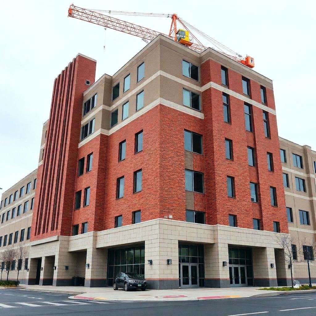 Institutional stone masonry facade
